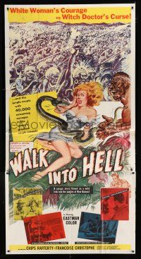 9d970 WALK INTO HELL 3sh '57 great art, starring & produced by Australian Chips Rafferty!