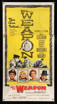 9d973 WEAPON 3sh '57 Steve Cochran, Lizabeth Scott, this gun talked, directed by Val Guest!