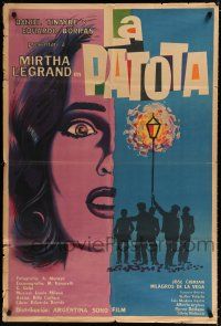 9d136 LA PATOTA Argentinean '61 art of scared Mirtha Legrand & silhouette of The Gang!