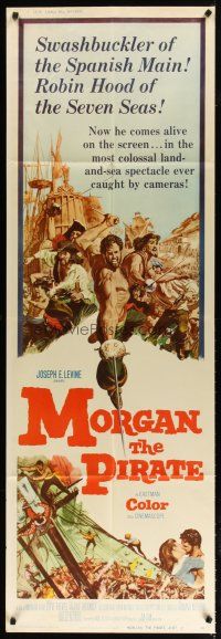 9d091 MORGAN THE PIRATE door panel '61 cool art of barechested swashbuckler Steve Reeves!