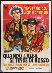 9d344 MAN CALLED GANNON Italian 1p '69 art of cowboys Tony Franciosa & Michael Sarrazin!