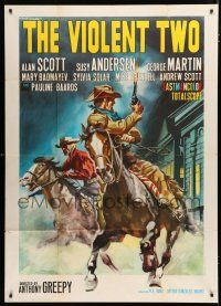 9d401 VIOLENT TWO Italian 1p '69 cool Rodolfo Gasparri spaghetti western art!