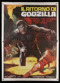 9d248 GODZILLA VS. THE SEA MONSTER Italian 2p R77 completely different Crovato art of King Kong!