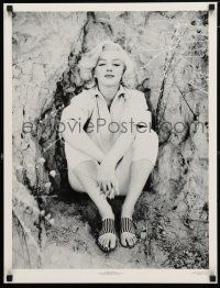 9e686 MARILYN MONROE 1640 style commercial poster '87 image of sexy starlet seated outside!