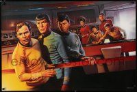 9e710 STAR TREK CREW commercial poster '91 art of classic sci-fi cast on bridge!