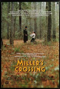 9e868 MILLER'S CROSSING video poster '90 Coen Brothers, Gabriel Byrne & John Turturro in woods!