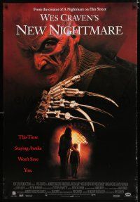 9e875 NEW NIGHTMARE video poster '94 great different image of Robert Englund as Freddy Kruger!