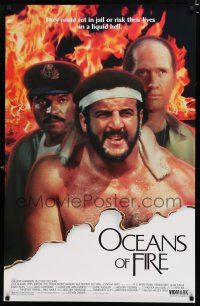 9e880 OCEANS OF FIRE video poster '86 Billy Dee Williams, Lyle Alzado, David Carradine!