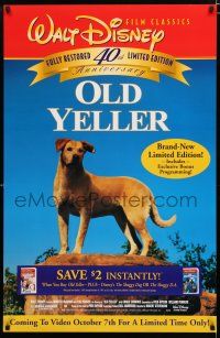 9e881 OLD YELLER video poster R97 Dorothy McGuire, Fess Parker, image of Disney's classic canine!