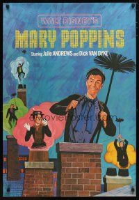 9e422 MARY POPPINS set of 3 special 24x35s '64 art of Dick Van Dyke & Julie Andrews, Disney!