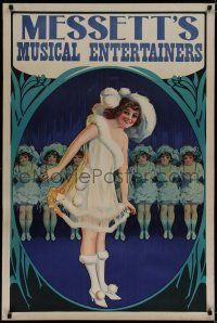 9e151 MESSETT'S MUSICAL ENTERTAINERS stage poster '10s great stone litho art of sexy chorus girls!