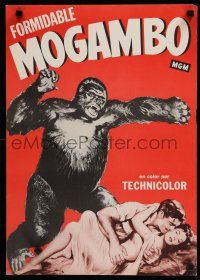 9e537 MOGAMBO Spanish/U.S. special 16x22 '53 art of Clark Gable, Ava Gardner & giant African ape!