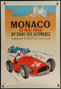 9e244 MONACO French art print '87 wonderful Ramel art of vintage racers!