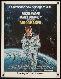 9e539 MOONRAKER advance special 21x27 '79 art of Roger Moore as Bond in space by Goozee!