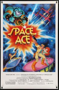 9e432 SPACE ACE special 27x41 '83 Don Bluth animated arcade video game, on laserdisc!