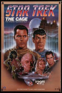 9e938 STAR TREK: THE CAGE video poster '86 art of Jeffrey Hunter & Leonard Nimoy by Charles de Mar!