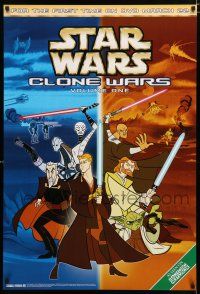 9e940 STAR WARS: CLONE WARS vol 1 video poster '08 Anakin Skywalker, Yoda, & Obi-Wan Kenobi, CG!