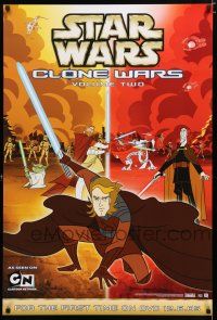 9e941 STAR WARS: CLONE WARS vol 2 video poster '08 Anakin Skywalker, Yoda, & Obi-Wan Kenobi, CG!