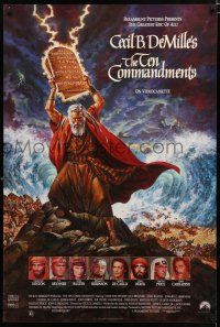 9e952 TEN COMMANDMENTS video poster R90 directed by Cecil B. DeMille, Charlton Heston, Ezra art!