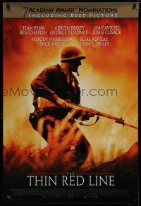 9e955 THIN RED LINE video poster '98 Sean Penn, Woody Harrelson & Jim Caviezel in WWII!