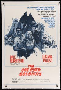 9f245 ONE EYED SOLDIERS linen 1sh '67 Dale Robertson & Luciana Paluzzi, that sexy Thunderball girl!