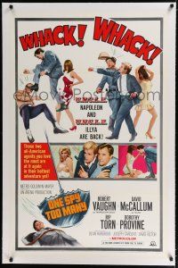 9f246 ONE SPY TOO MANY linen 1sh '66 Robert Vaughn, David McCallum, The Man from UNCLE!