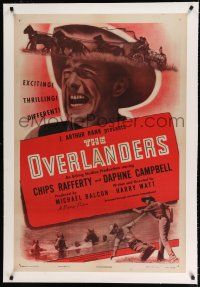 9f251 OVERLANDERS linen 1sh '47 Chips Rafferty tries to save his Australian cattle from Japanese!