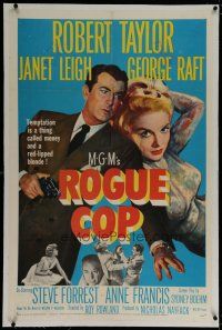 9f281 ROGUE COP linen 1sh '54 Robert Taylor, sexy Janet Leigh is a thing called temptation!