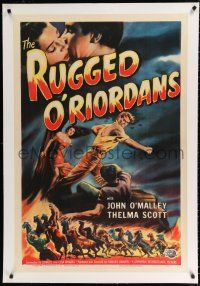 9f285 RUGGED O'RIORDANS linen 1sh '50 Charles Chauvel's Sons of Matthew, Australia, cool art!