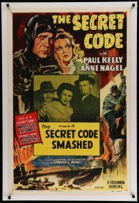 9f299 SECRET CODE linen chapter 15 1sh R53 Paul Kelly, Nagel, greatest WWII spy serial of all time!