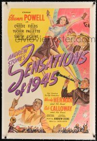 9f300 SENSATIONS OF 1945 linen 1sh '44 Eleanor Powell, Woody Herman, W.C. Fields, Cab Calloway