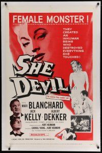 9f302 SHE DEVIL linen 1sh '57 sexy inhuman female monster who destroyed everything she touched!