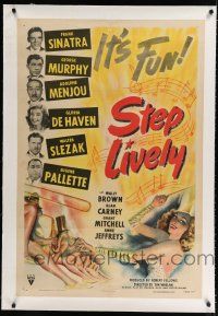 9f320 STEP LIVELY linen 1sh '44 Frank Sinatra, George Murphy, Adolphe Menjou, sexy musical art!