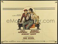 9j532 STING British quad '74 best art of con men Paul Newman & Robert Redford by Richard Amsel!