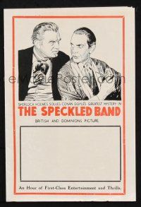 9j238 SPECKLED BAND English herald '31 art of Raymond Massey as Sherlock Holmes, incredibly rare!