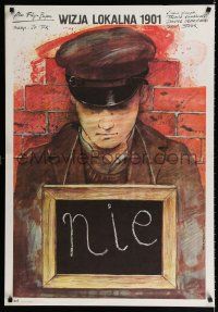 9k475 1901 CHILDREN ON STRIKE Polish 27x38 '81 Wizja Lokalna 1901, Pagowski art of man w/sign!