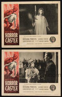 9s899 HORROR CASTLE 2 LCs '64 La Vergine di Norimberga, Rossana Podesta, Christopher Lee horror!