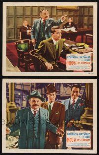 9s902 HOUSE OF STRANGERS 2 LCs '49 Edward G. Robinson, Richard Conte, Zimbalist Jr., Valentine!