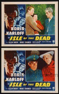 9s907 ISLE OF THE DEAD 2 LCs R53 great images of Boris Karloff, Ellen Drew in buried-alive horror!