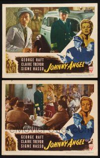 9s909 JOHNNY ANGEL 2 LCs '45 George Raft & sexy French Claire Trevor, Hoagy Carmichael!