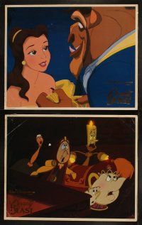 9s096 BEAUTY & THE BEAST 8 LCs '91 Walt Disney cartoon classic, cool images w/ foil title!