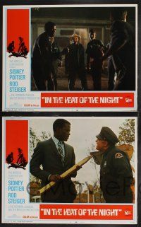 9s243 IN THE HEAT OF THE NIGHT 8 LCs '67 Sidney Poitier, Rod Steiger, Warren Oates, crime classic!