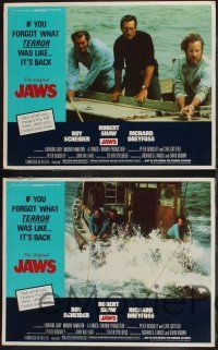 9s793 JAWS 3 LCs R79 Roy Scheider, Robert Shaw, Richard Dreyfuss, Steven Spielberg's shark classic!