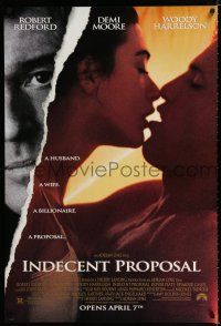 9x390 INDECENT PROPOSAL advance DS 1sh '93 Robert Redford, Demi Moore, Woody Harrelson!