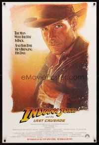 9x393 INDIANA JONES & THE LAST CRUSADE advance 1sh '89 art of Harrison Ford by Drew!