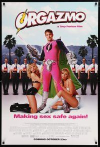 9x569 ORGAZMO advance 1sh '97 Trey Parker and Matt Stone, wacky sci-fi superhero!