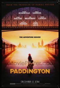 9x579 PADDINGTON teaser DS 1sh '14 cute image of bear traveler, the adventure begins!