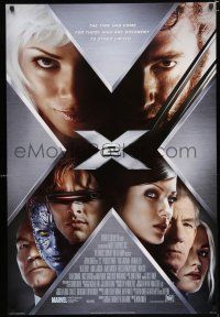 9x840 X-MEN 2 style B int'l DS 1sh '03 great image of Hugh Jackman, sexy Halle Berry & cast!