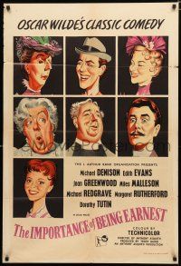 9z505 IMPORTANCE OF BEING EARNEST English 1sh '53 Oscar Wilde's comedy, great artwork of cast!