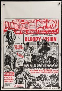 9z512 INCREDIBLY STRANGE CREATURES 1sh '63 Teenage Psycho Meets Bloody Mary!